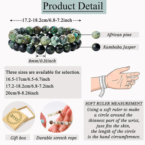 Bivei Natural Crystals Gemstone Healing Stretchy Round Beaded Bracelet