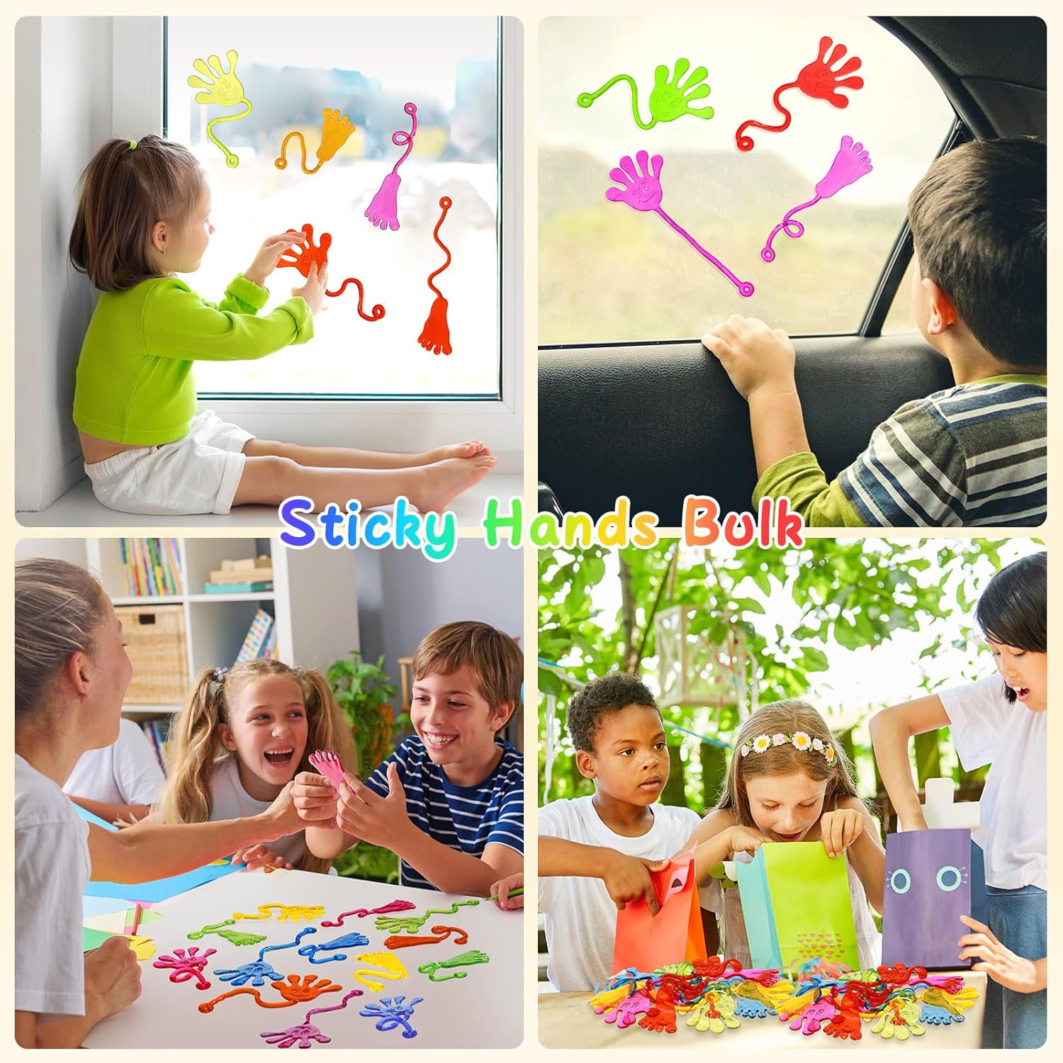 Sticky Hands Bulk 30 PCS Party Favors for Kids 4-8,8-12 Year Stretchy Sticky Hand Feet Halloween Goodie Bags Stuffers for Kids Classroom Prizes Birthday Trinkets Slap Hand Halloween Toys Bulk
