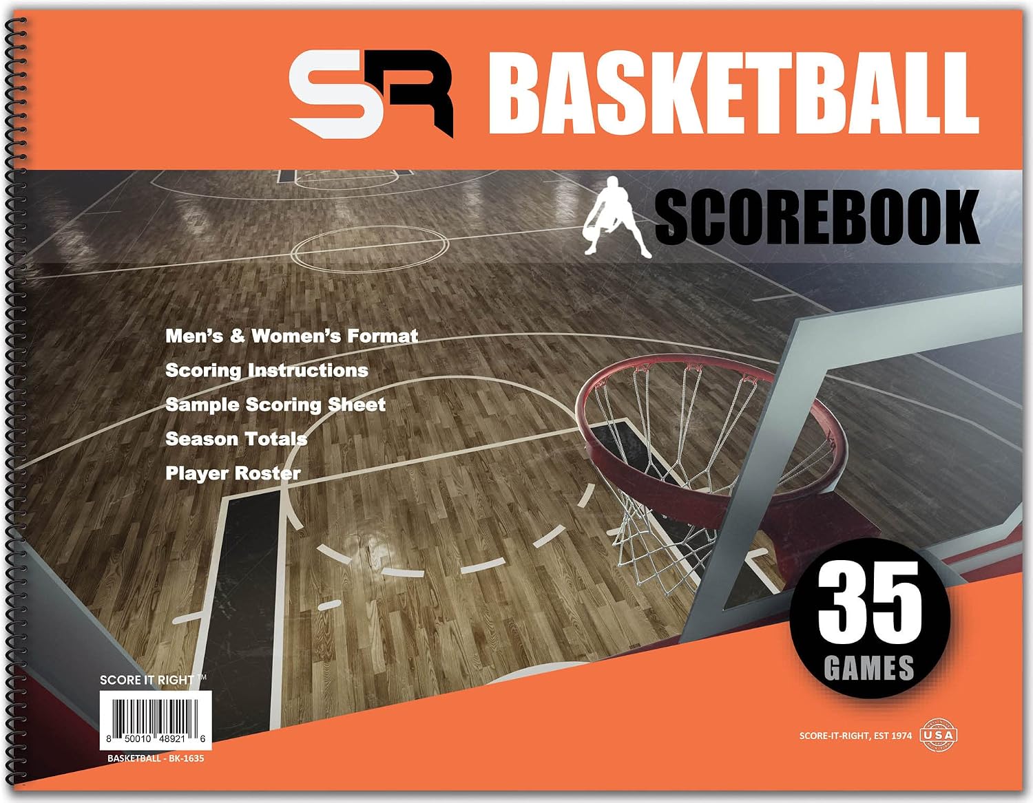 Score It Right Basketball Scorebook – 16-Player Men’s and Women’s Basketball Score Keeping Book – Basketball Game Score Book for Individual and Team Stats – 9.25 x 12-inch Hardcover Book