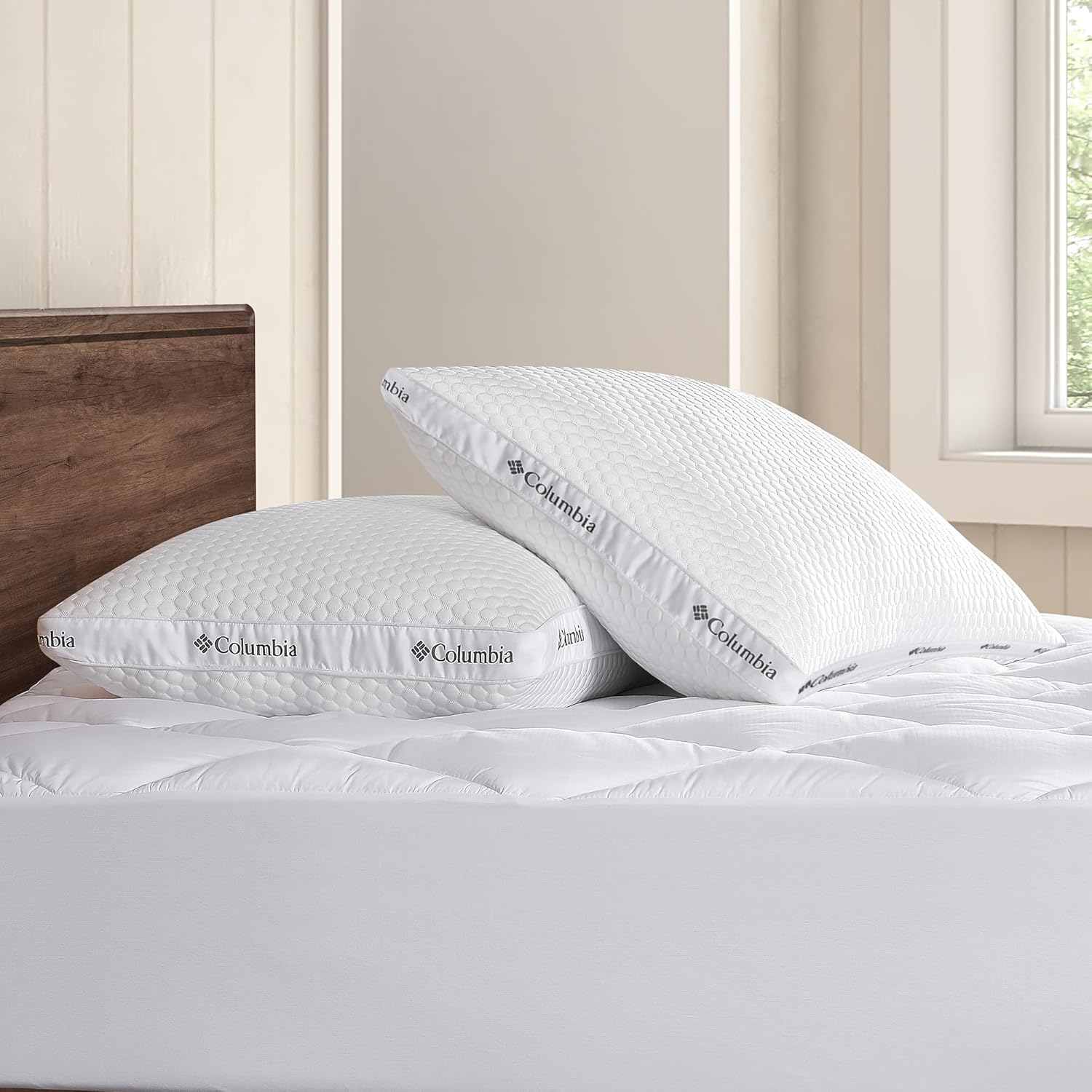 Columbia Ice Fiber Cooling Side Sleeper Pillows 2 Pack, Standard/Queen