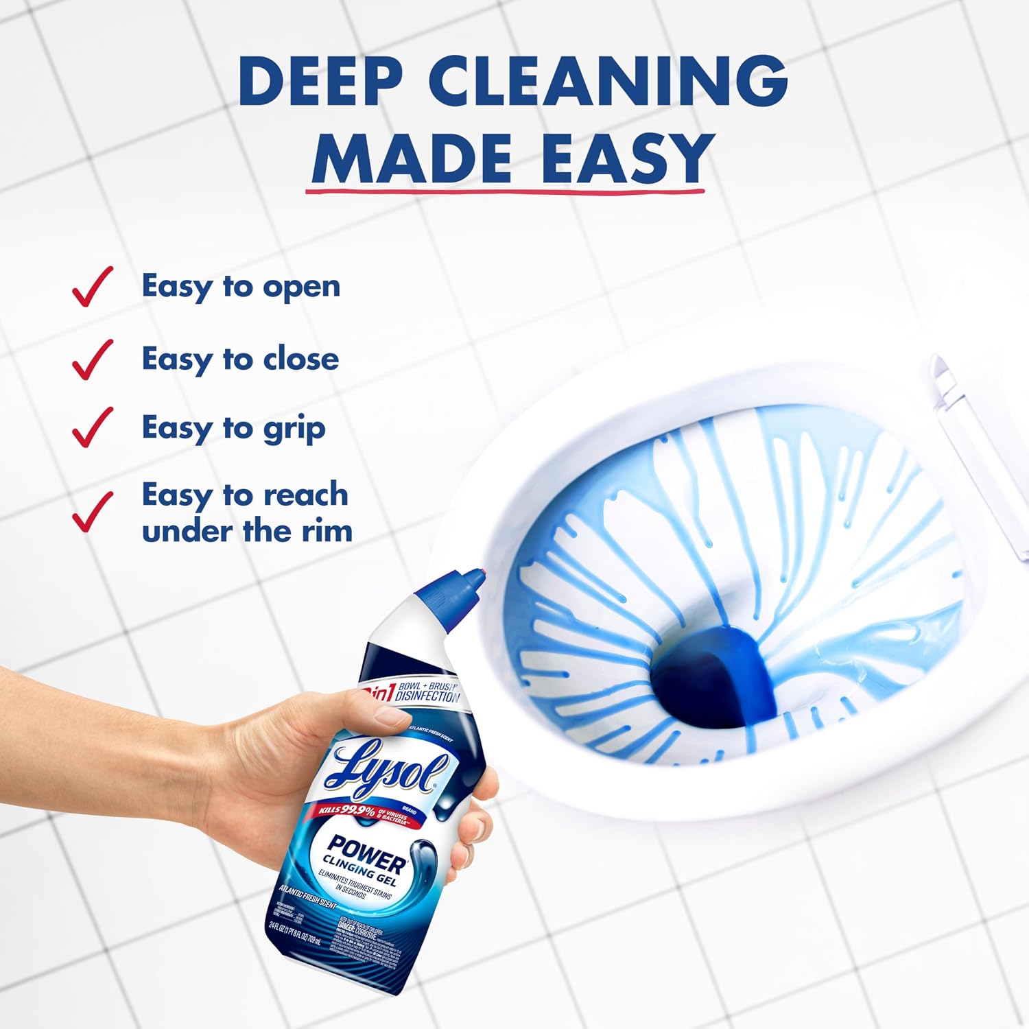Lysol Toilet Bowl Cleaner Clinging Gel, Power, 24 oz, 2 Pack