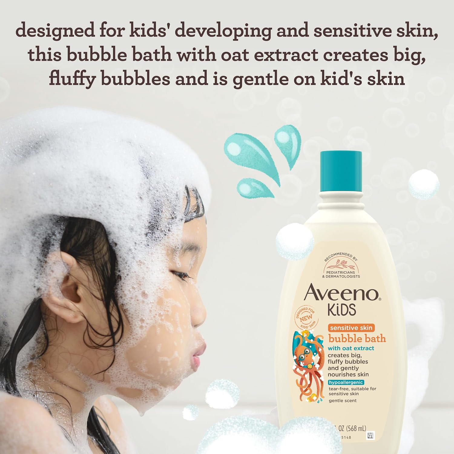 Aveeno Kids Bubble Bath, Sensitive Skin, 19.2 fl. oz