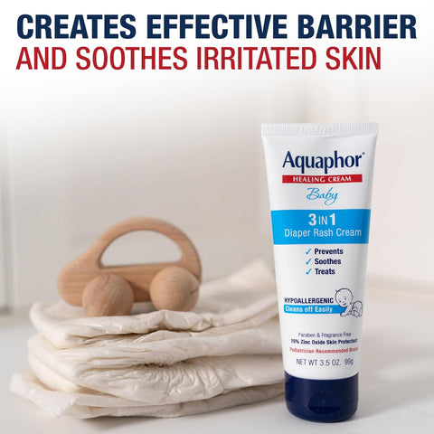 Aquaphor Baby Diaper Rash Cream with Zinc Oxide, Multipack, 3 x 3.5 OZ