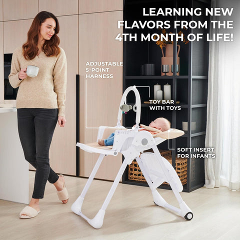 Kinderkraft Tummie 2-in-1 High Chair, Gray