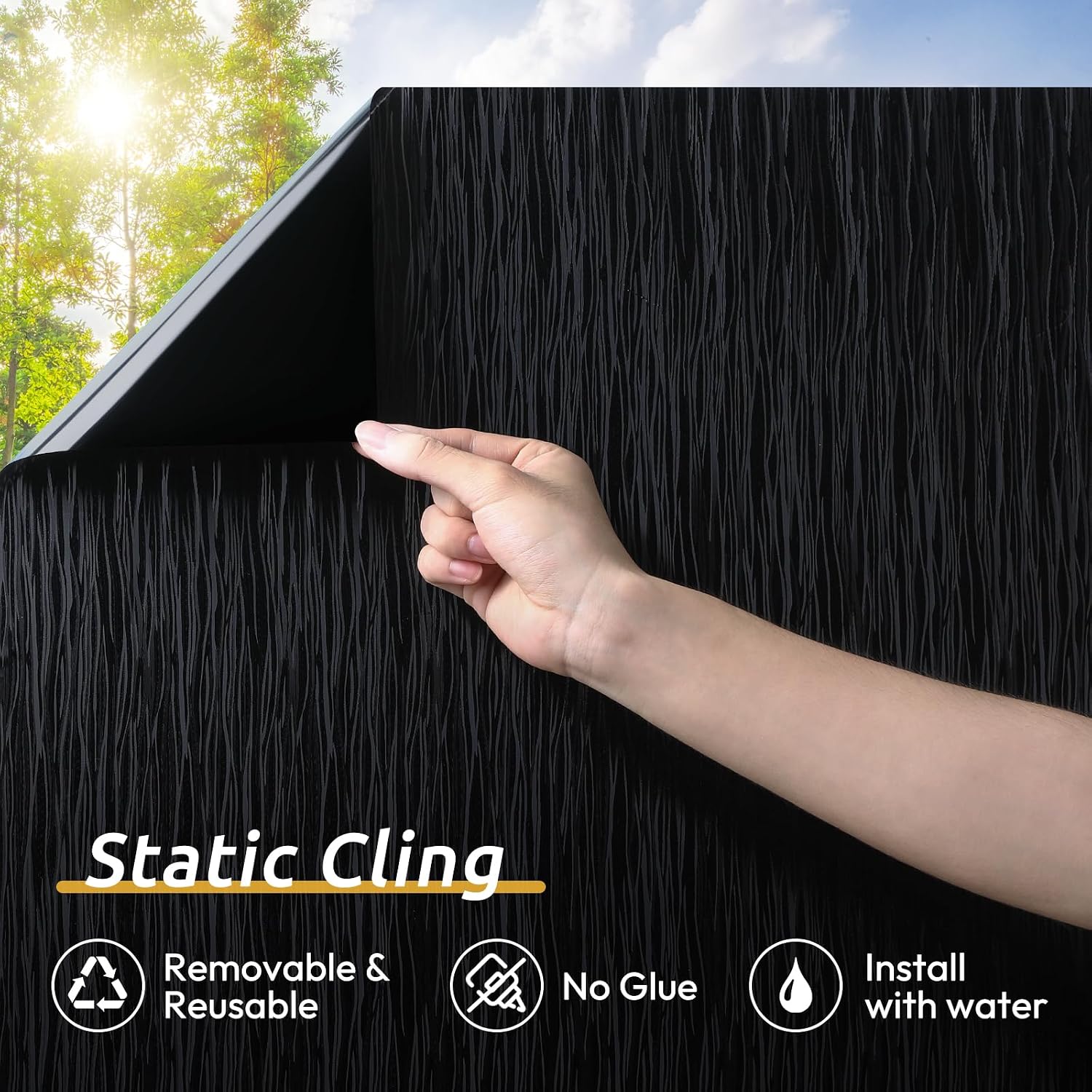 rabbitgoo Blackout Window Privacy Film, Wave Pattern, 11.8" x 78.7"