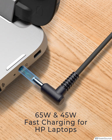 PowerSource 19.5V 65W 45W UL Listed 14Ft Long HP Smart Blue Tip AC Adapter for Many Models Including X360 Pavilion, Envy, Spectre, Elitebook, ProBook, Stream, and More Laptop Power-Supply Charger Cord