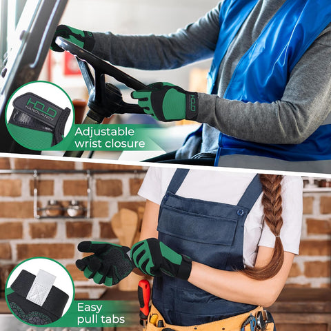 HANDLANDY Work Gloves for Women, Breathable Leather Gardening Glove for Yard Maintenance, Hand Protection with Touch Screen