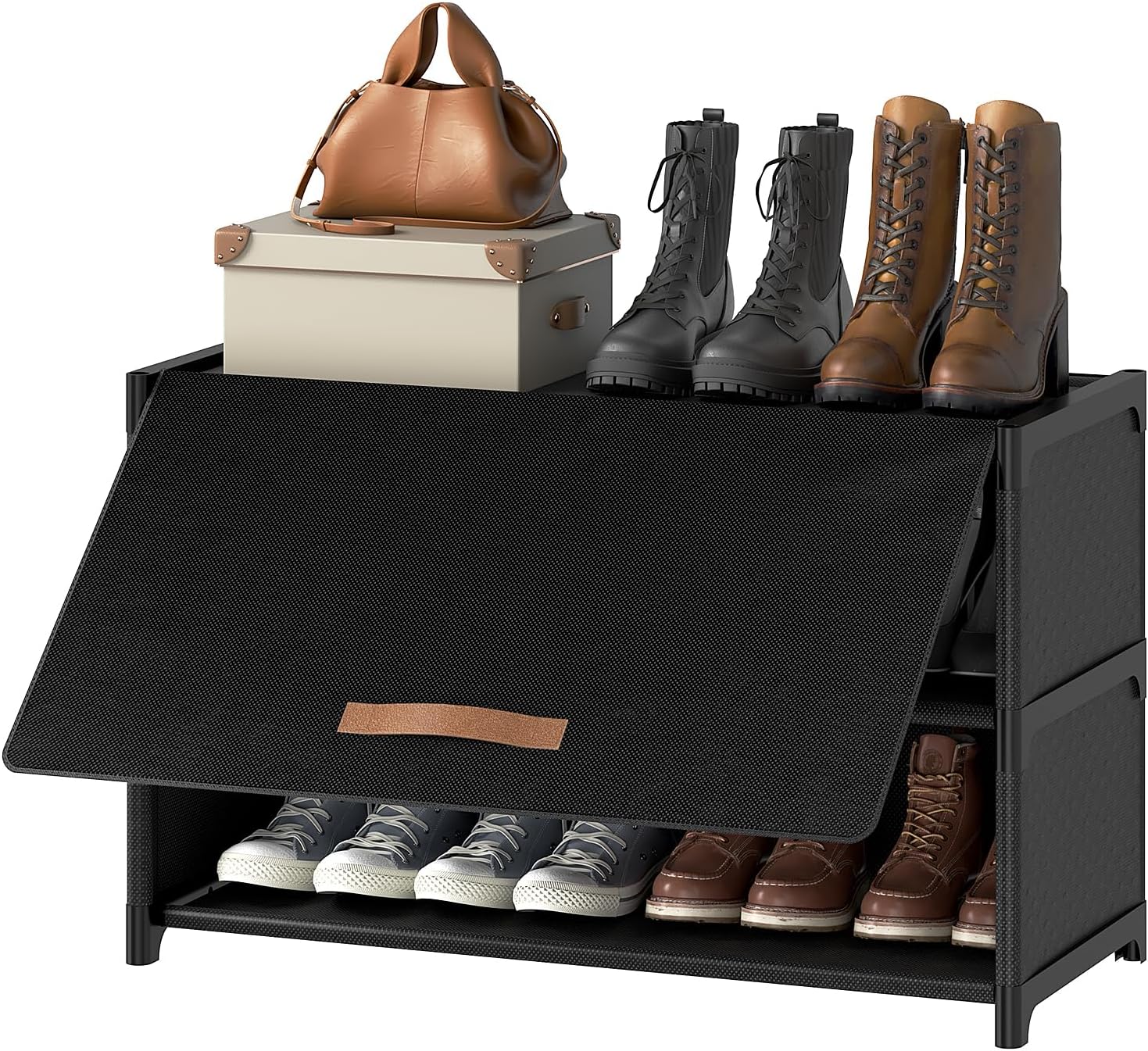 5 Tier Shoe Cabinet with Door, 20-Pair Storage, Grey