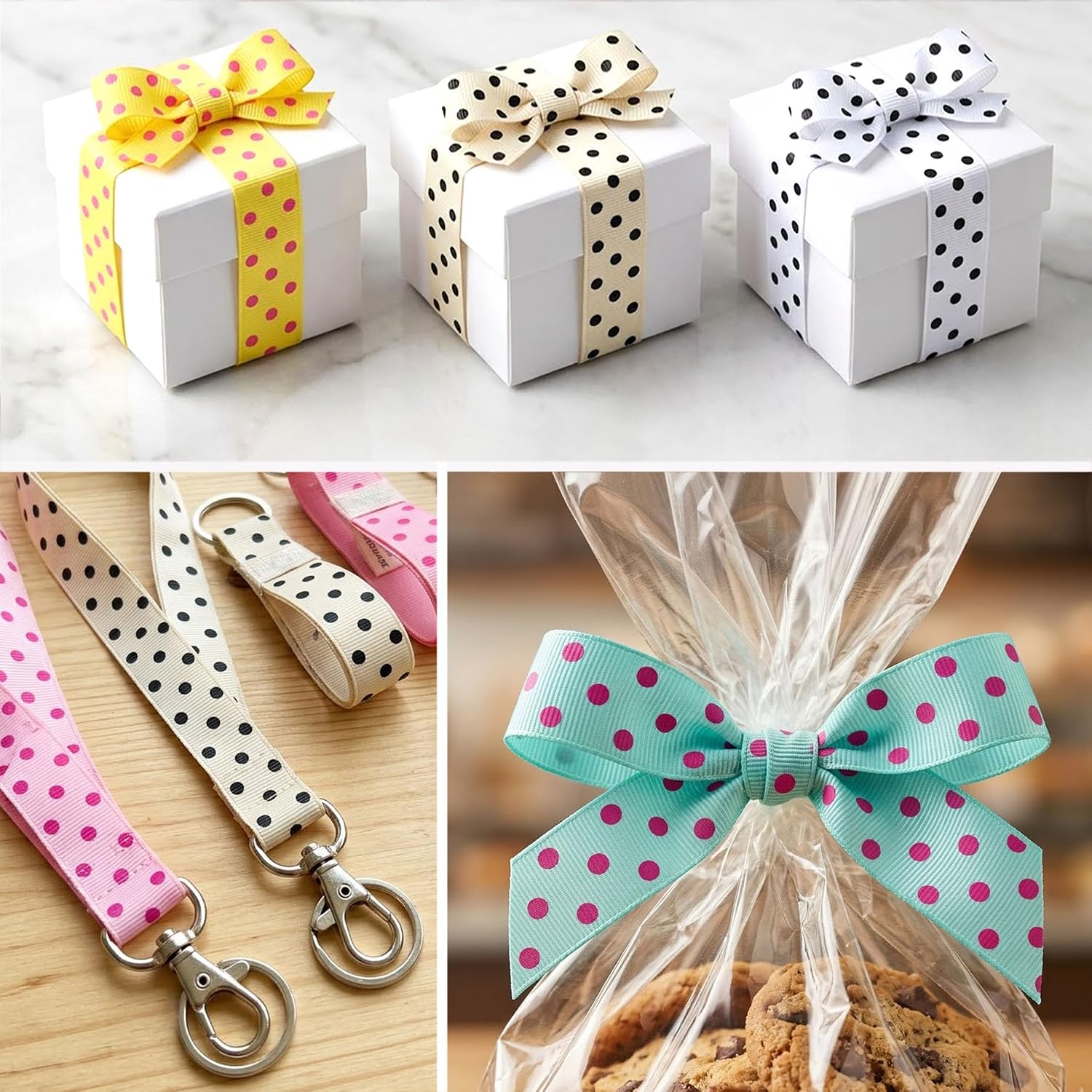QingHan Polka Dot Grosgrain Ribbon: 7/8 inch 40 Yards (20colors x 2yards)