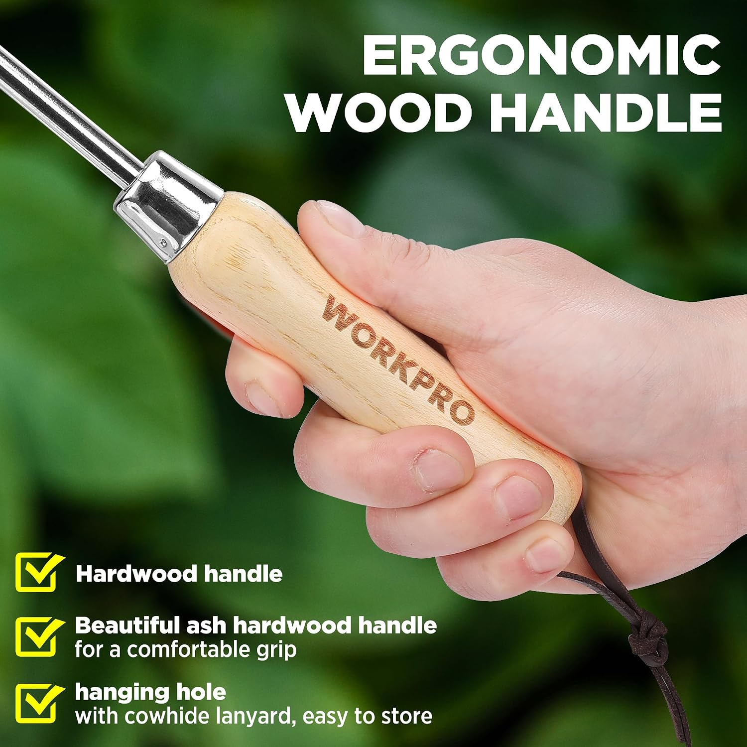 WORKPRO Dandelion Weeder Puller Tool with Wood Handle