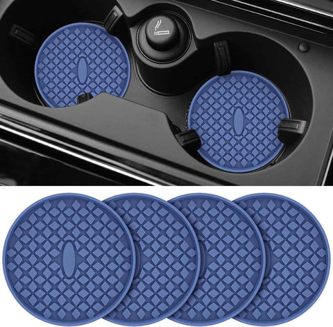 ME.FAN Car Cup Coasters [4 Pack] Silicone Car Coasters/Cup Mats, Non-Slip Recessed Car Interior Accessories Navy Blue