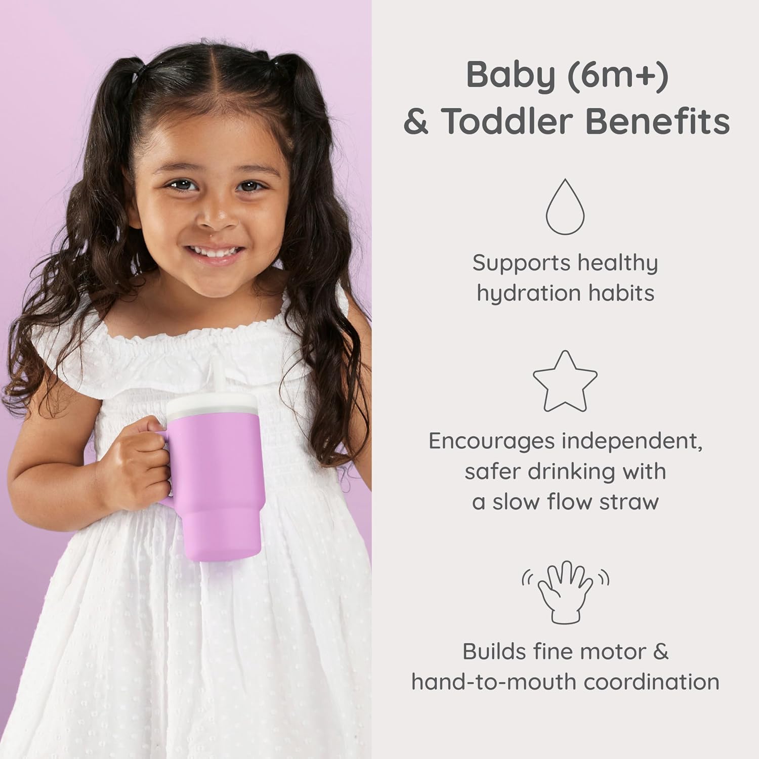 Infantino My 1st Tumbler Straw Cup with Handle, 9oz, Lilac