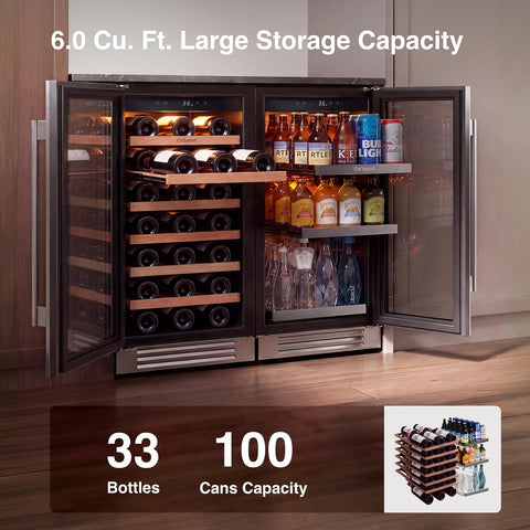 Ca'Lefort 30 Inch Wine & Beverage Refrigerator, 100 Can and 33 Bottle