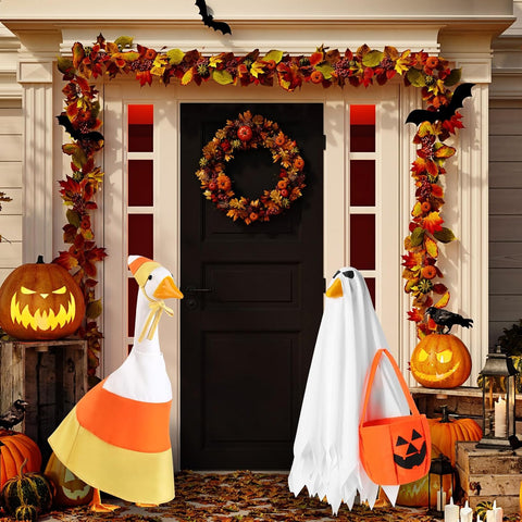 2 Set Fall Porch Goose Outfit, Halloween 23" Lawn Goose Cloth