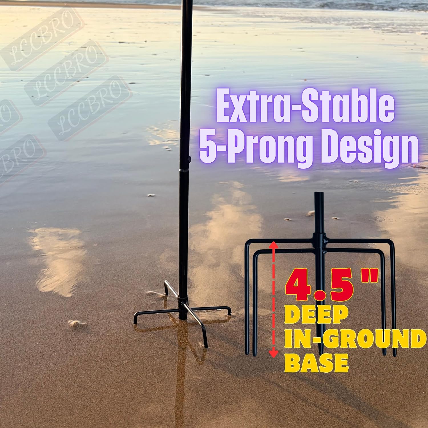 LCCBRO Garden Flag Stand No Spin for Outside 12 x 18 Flag Heavy Duty, Small Flag Holders for Yard and Garden, Flagpole Holder with 5 Prong Base Sturdy
