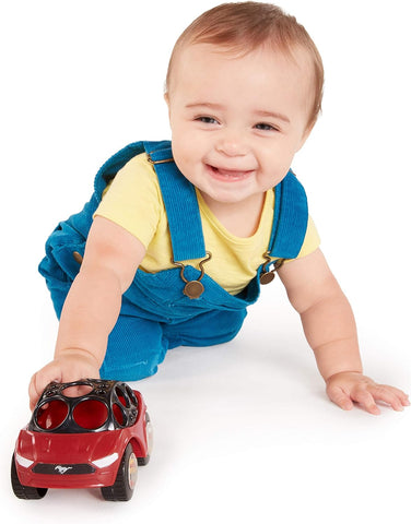 Bright Starts Ford Rattle & Roll Mustang Race Oball Car Toy Push and Go Vehicle, Easy Grasp, Ages 3 Months+, Red & Black