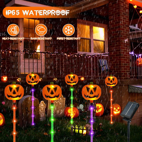 6 Pack Solar Pumpkin Lights Outdoor Waterproof for Halloween Decorations