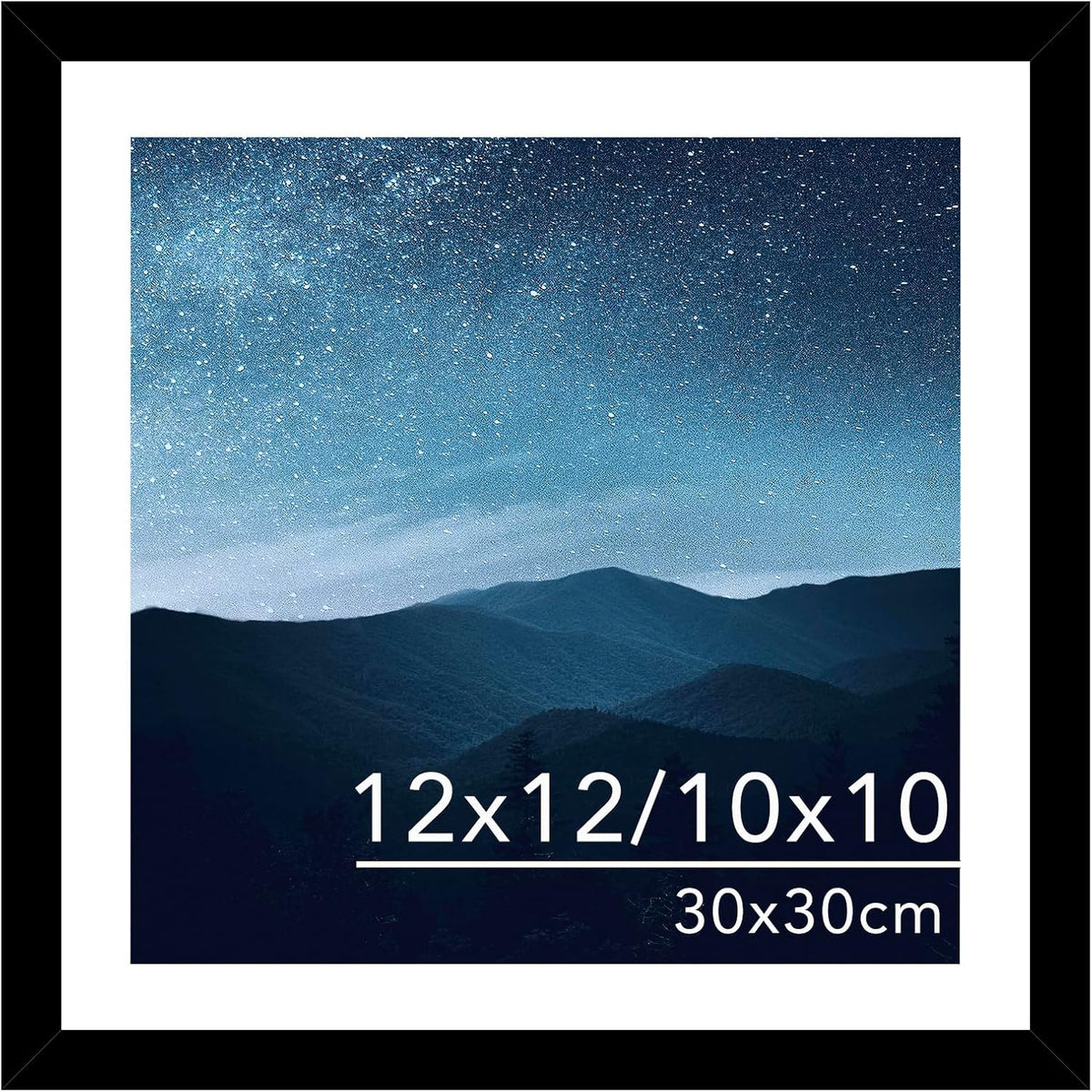 JCJMY 12x12 Picture Frame with Mat for 30 x 30cm Diamond Art Painting, Display Photo 10x10 or 12 x 12 Without Mat, Wall Hanging Large Frame with Plexiglass, Black