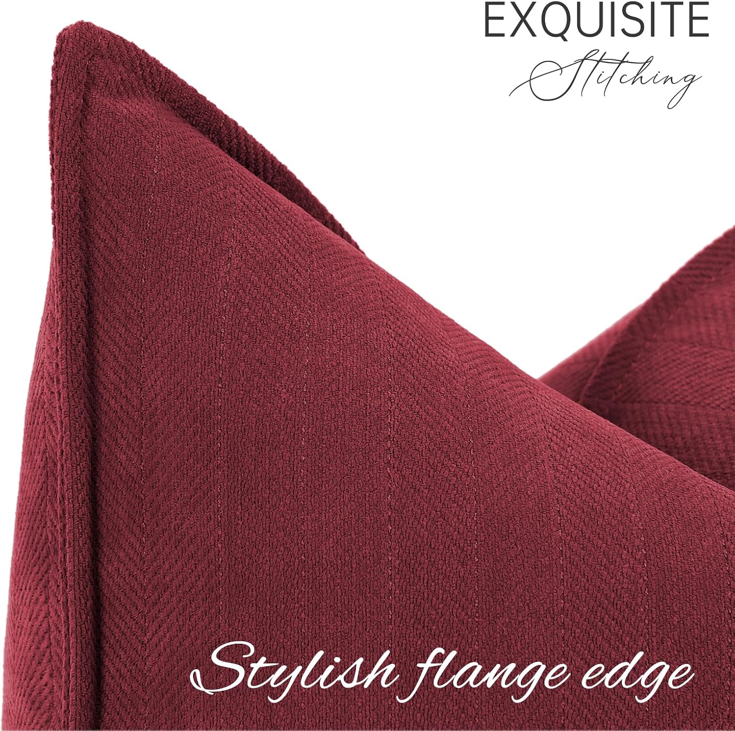 ZWJD Burgundy Pillow Covers 18x18 Set of 2 Chenille Throw Pillow Covers with Elegant Design Soft and Luxurious Decorative Throw Pillows for Couch, Bed, and Home Decor