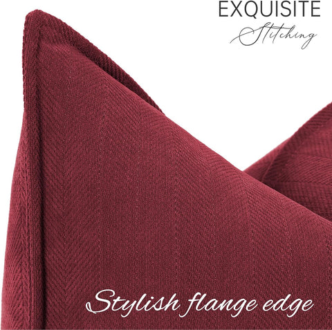 ZWJD Burgundy Pillow Covers 18x18 Set of 2 Chenille Throw Pillow Covers with Elegant Design Soft and Luxurious Decorative Throw Pillows for Couch, Bed, and Home Decor