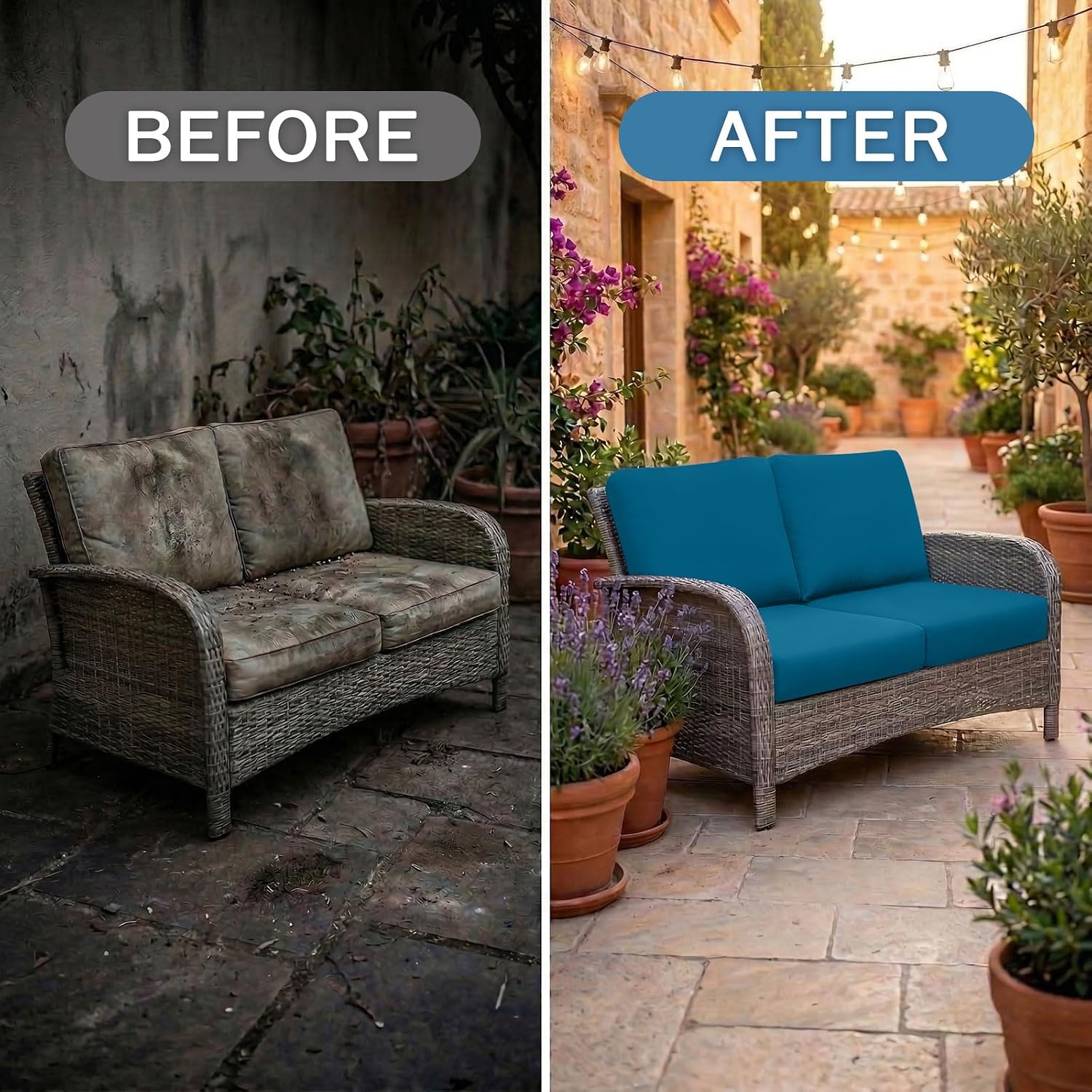 hyha Waterproof Outdoor Cushion Covers, Stretch Patio Slipcovers
