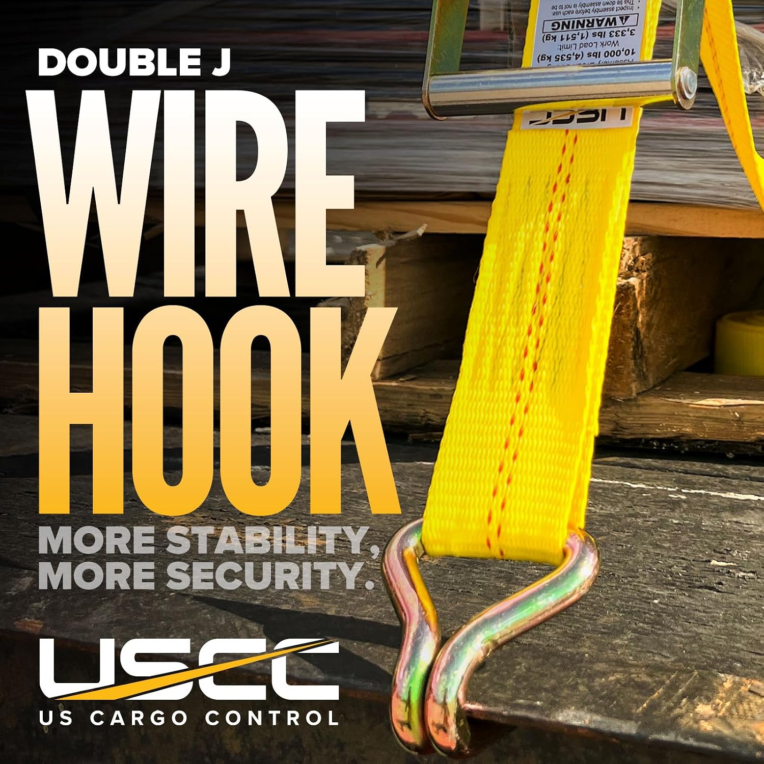 US Cargo Control Wire Hook Ratchet Straps 2 Inch x 12 Foot (4-Pack), 10,000 LBS Break Strength, Yellow 2 Inch Ratchet Straps Heavy Duty with J Hooks, Heavy Duty Tie Downs for Trailers and Trucks