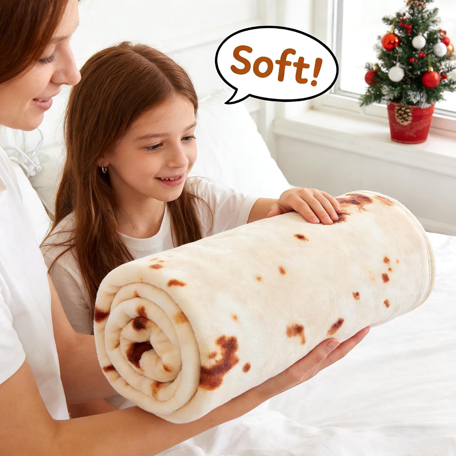 SeaRoomy 60 inches Burrito Tortilla Blanket, Funny Food Throw Blanket