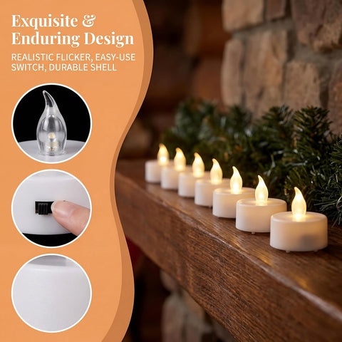 Tea Lights Flameless Battery Operated Candles. Warm White 100Pack