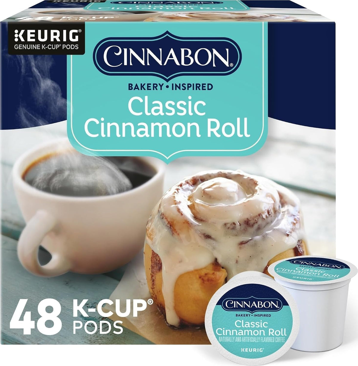 Cinnabon Classic Cinnamon Roll Keurig Single-Serve K-Cup Pods, Light Roast Coffee, 48 Count