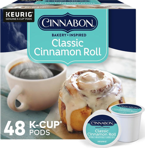 Cinnabon Classic Cinnamon Roll Keurig Single-Serve K-Cup Pods, Light Roast Coffee, 48 Count