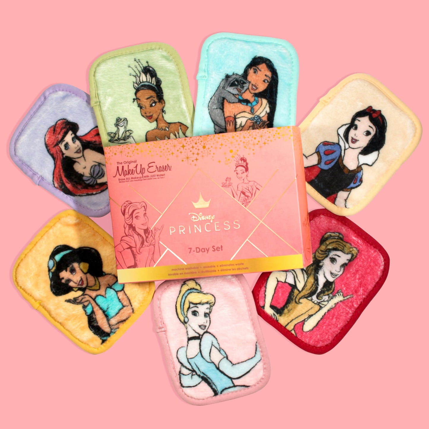 MakeUp Eraser, 7-Day Set, Erase All Makeup With Just Water, Including Waterproof Mascara, Eyeliner, Foundation, Lipstick, and More, Ultimate Disney Princess