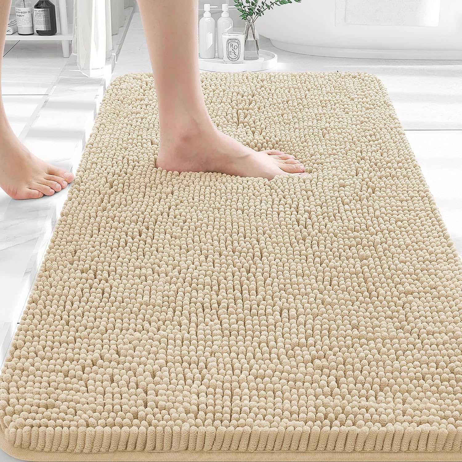 OLANLY Bathroom Rugs 35x24, Extra Soft Absorbent Chenille Bath Rugs