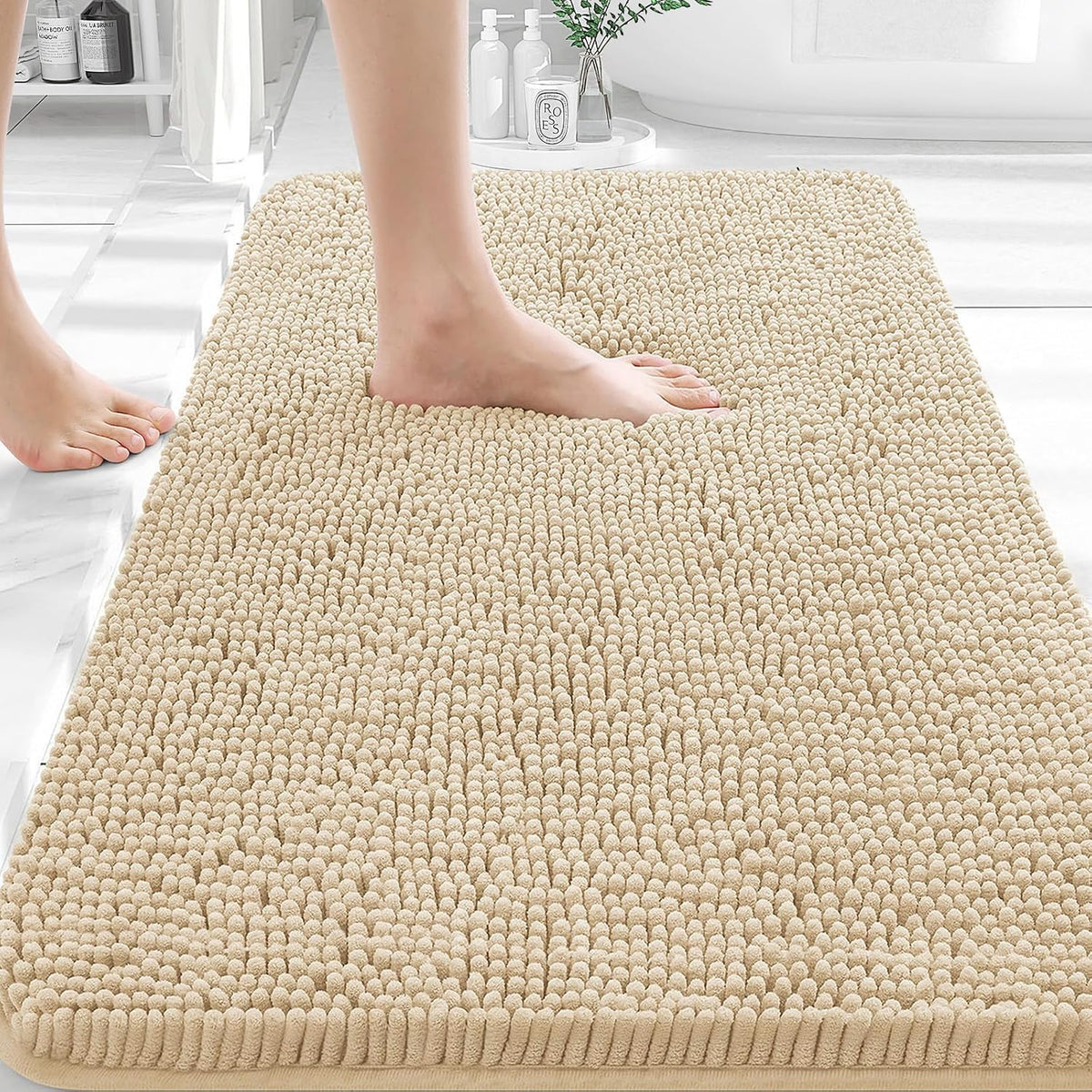 OLANLY Bathroom Rugs 36x24, Extra Soft Absorbent Chenille Bath Rugs