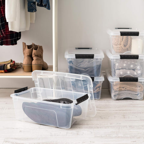 IRIS USA 4-Pack 13 Quart Storage Bins with Lids, Clear