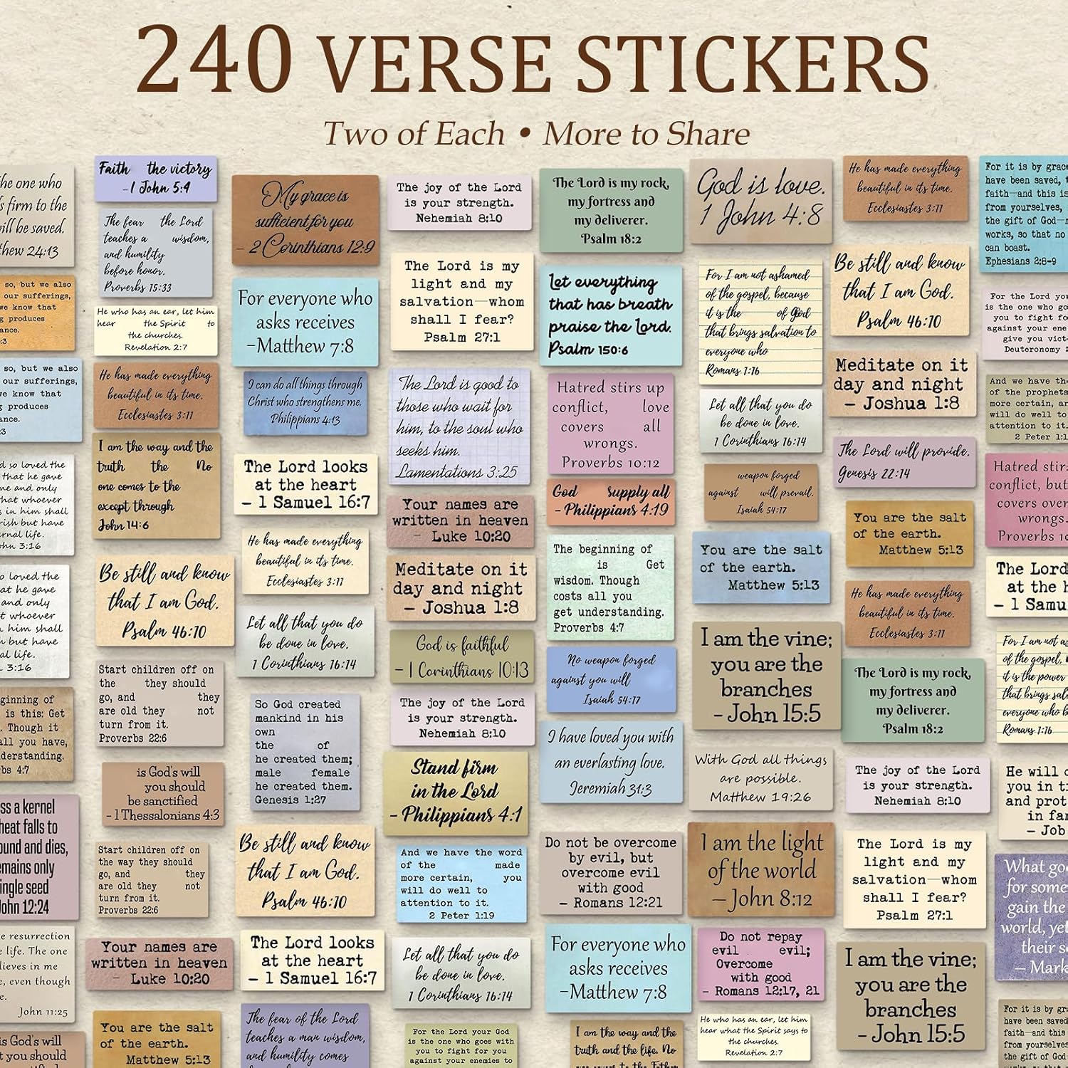 Bible Verse Stickers, Vintage Christian Quotes (240 PCS (Double Mix 3))