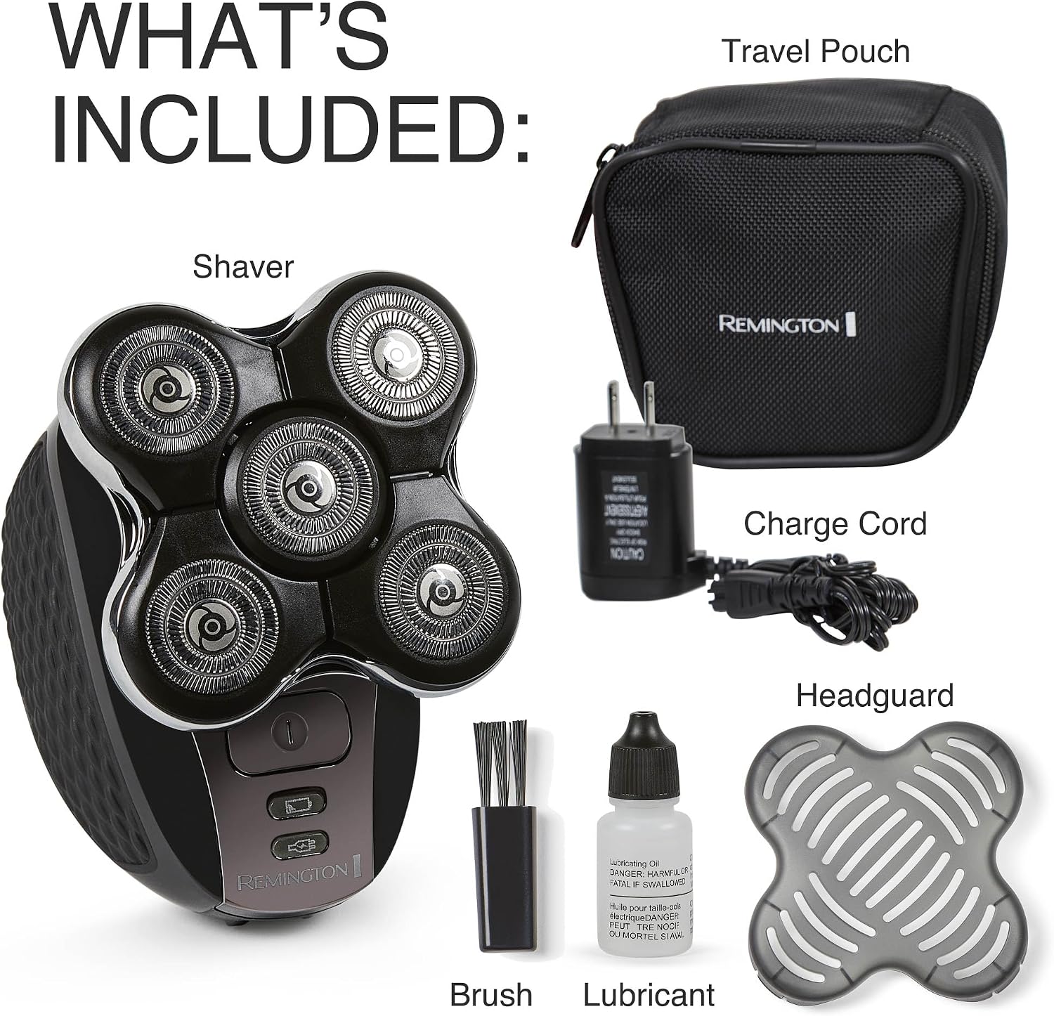 Remington Balder Pro XR7000 Head Shaver for Men, Rotary Wet & Dry Razor | 5 Dual Track Rotary Blades, Hair Capture Chamber, Lithium Rechargeable, Waterproof, Pop-Up Trimmer for Detailing