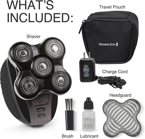 Remington Balder Pro XR7000 Head Shaver for Men, Rotary Wet & Dry Razor | 5 Dual Track Rotary Blades, Hair Capture Chamber, Lithium Rechargeable, Waterproof, Pop-Up Trimmer for Detailing