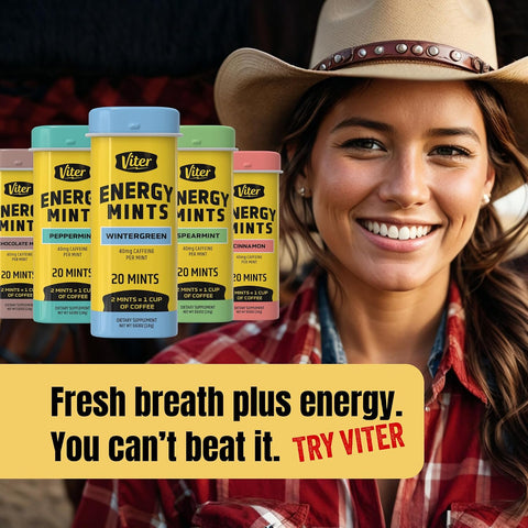 Viter Energy Caffeine Mints 40mg Variety Pack, Sugar Free, 5 Tins, 100ct