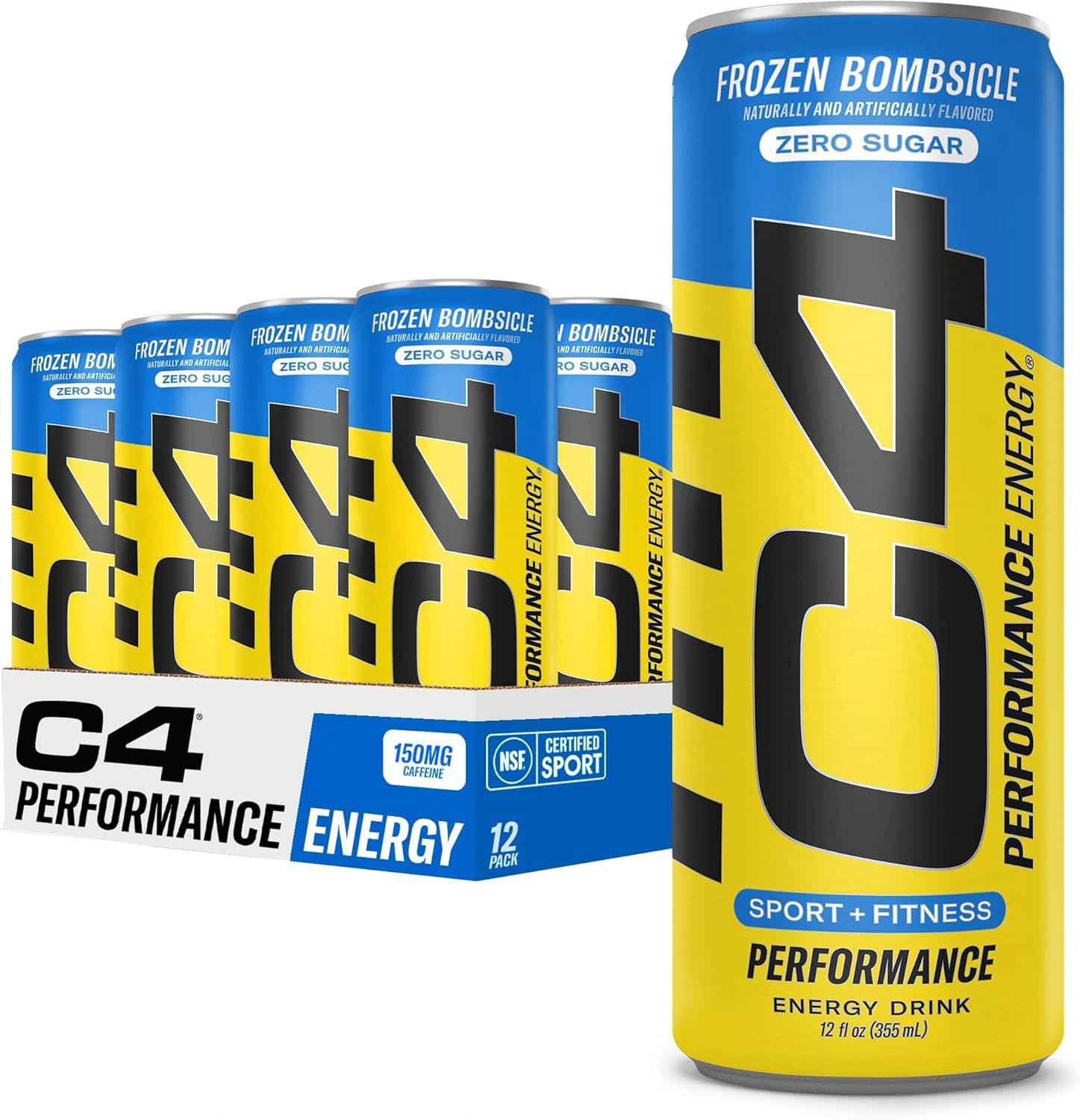C4 Performance Energy Drink with Zero Sugar, 150mg Caffeine, 12 Fl Oz 12pk