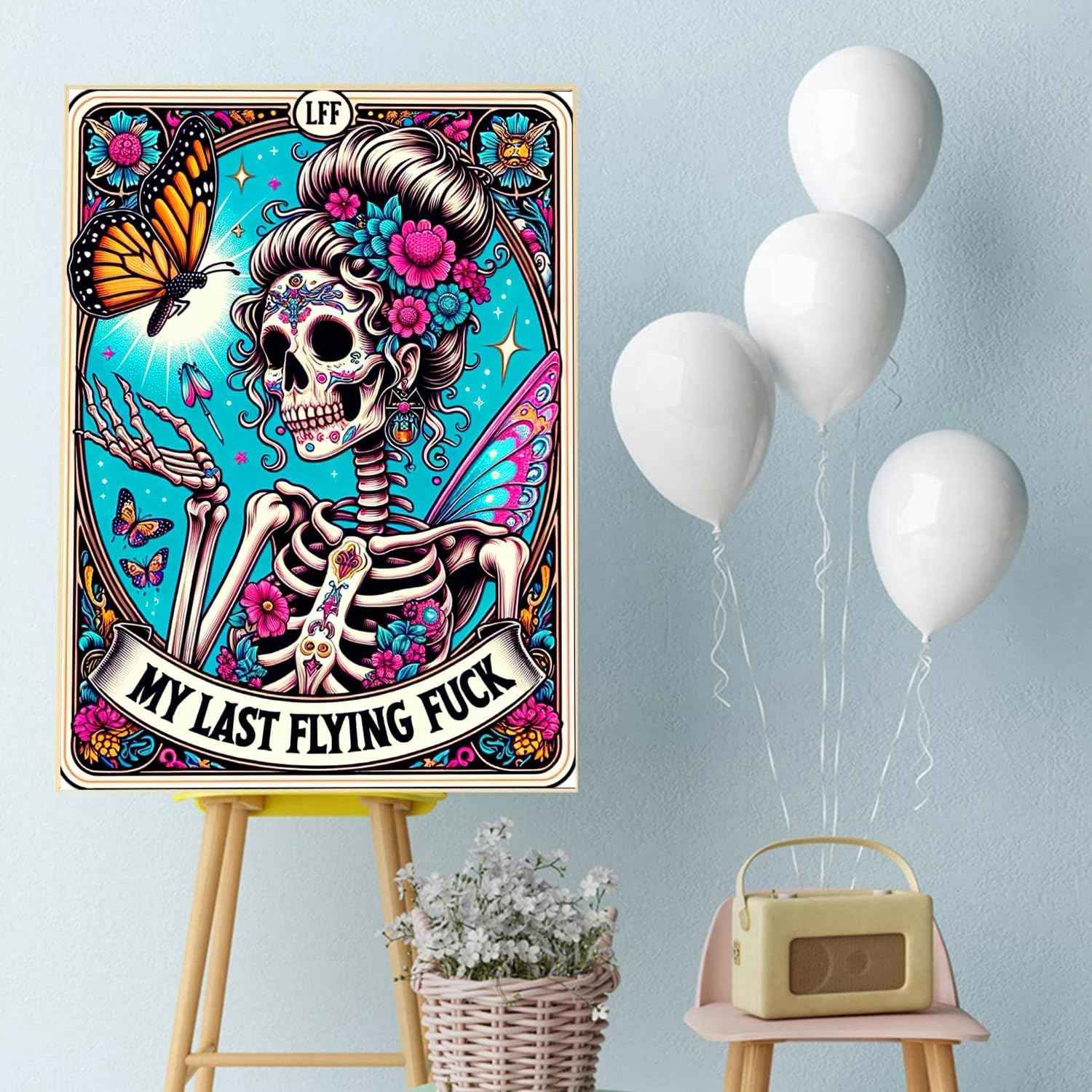 Diamond Art Kits for Adults Skull Last Flying Diamond Painting Kit 12x16in