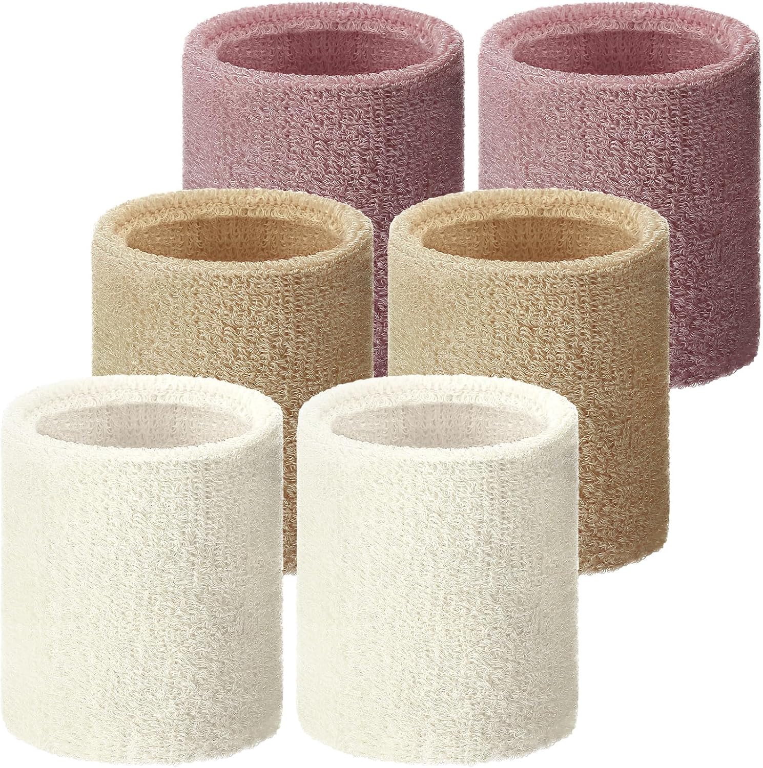Willbond Wrist Sweatbands, Sports Sweatbands for Competition, Sweat Absorbent, for Basketball, Tennis, Football, Running and Work (Pack of 6)