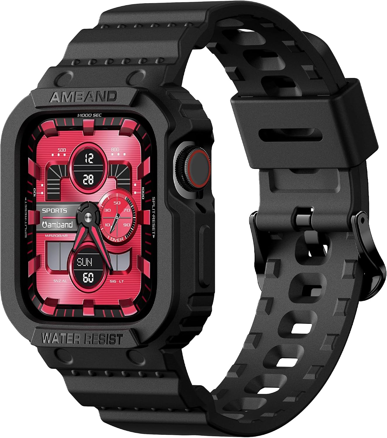 amBand Compatible for Apple Watch Band 41mm 40mm 38mm with Bumper Case, Rugged Men Women Bands for iWatch SE 3 SE2nd SE Series 9 8 7 6 5 4 3 2, Sport Military Protective Cases Drop-Proof, Matte Black