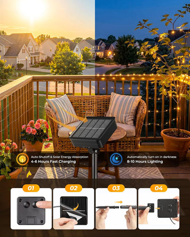Minetom Solar Fairy Lights,33Ft 100 LED String Lights Outdoor with 8 Modes