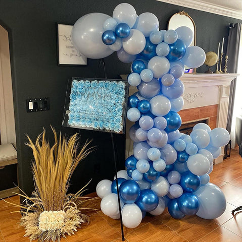 Blue Balloons Metallic Blue Balloon, 60Pcs 12Inch Chrome Blue Balloons Kit Macaron Light Pearl Navy Blue Latex Balloons for Birthday Wedding Party Decoration