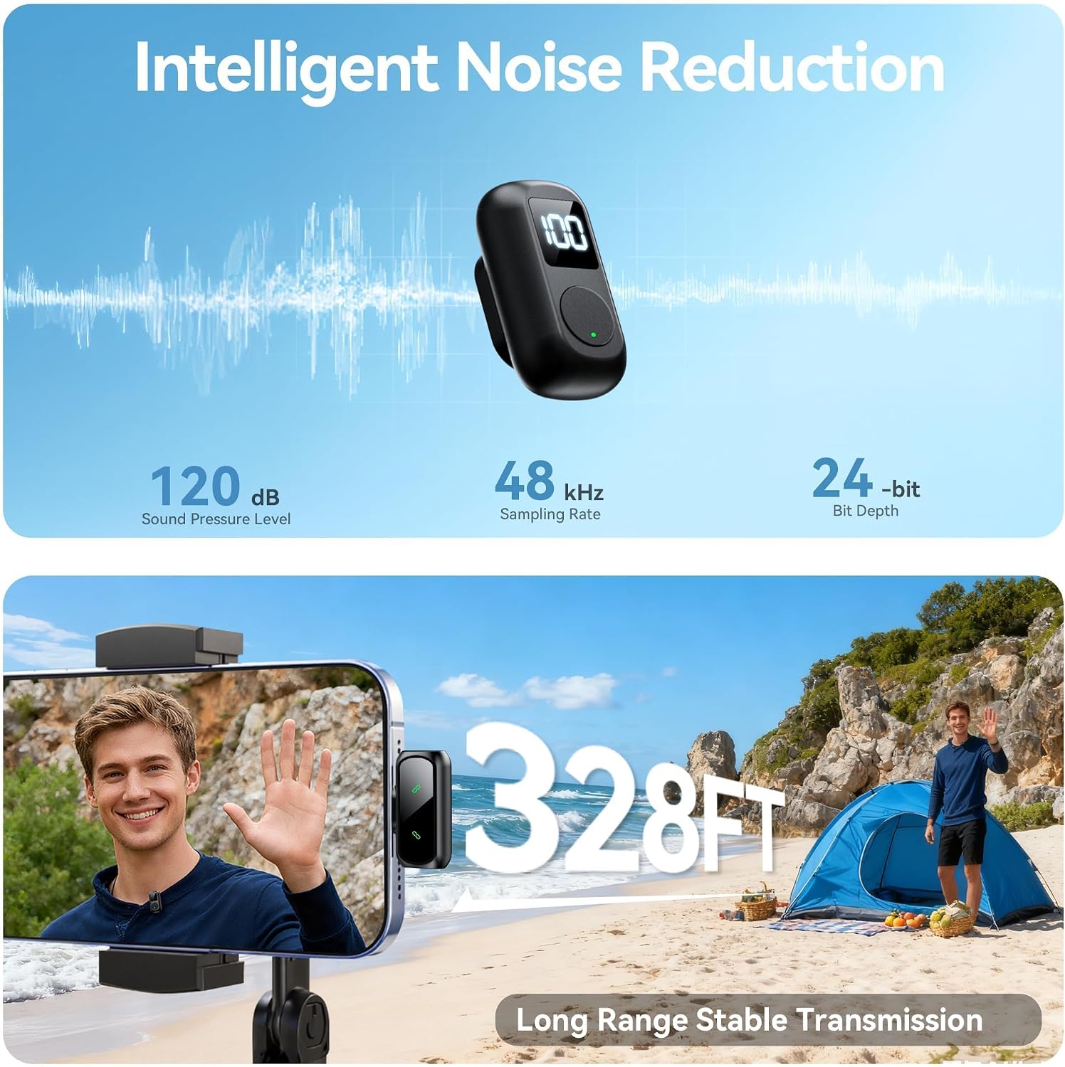 occiam Mini Lavalier Microphone for iPhone & Android Wireless Microphone