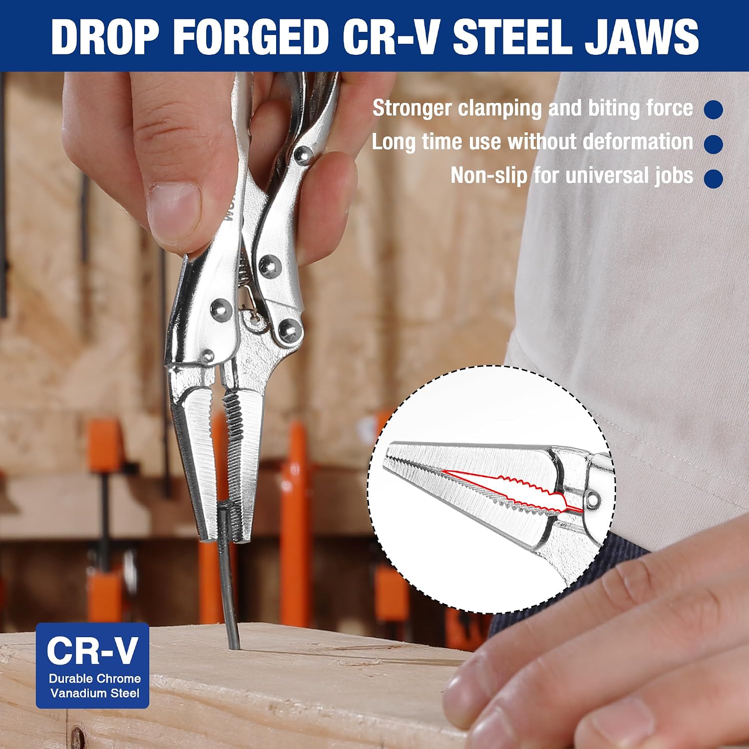WORKPRO 4-1/2 inch Mini Long Nose Locking Pliers