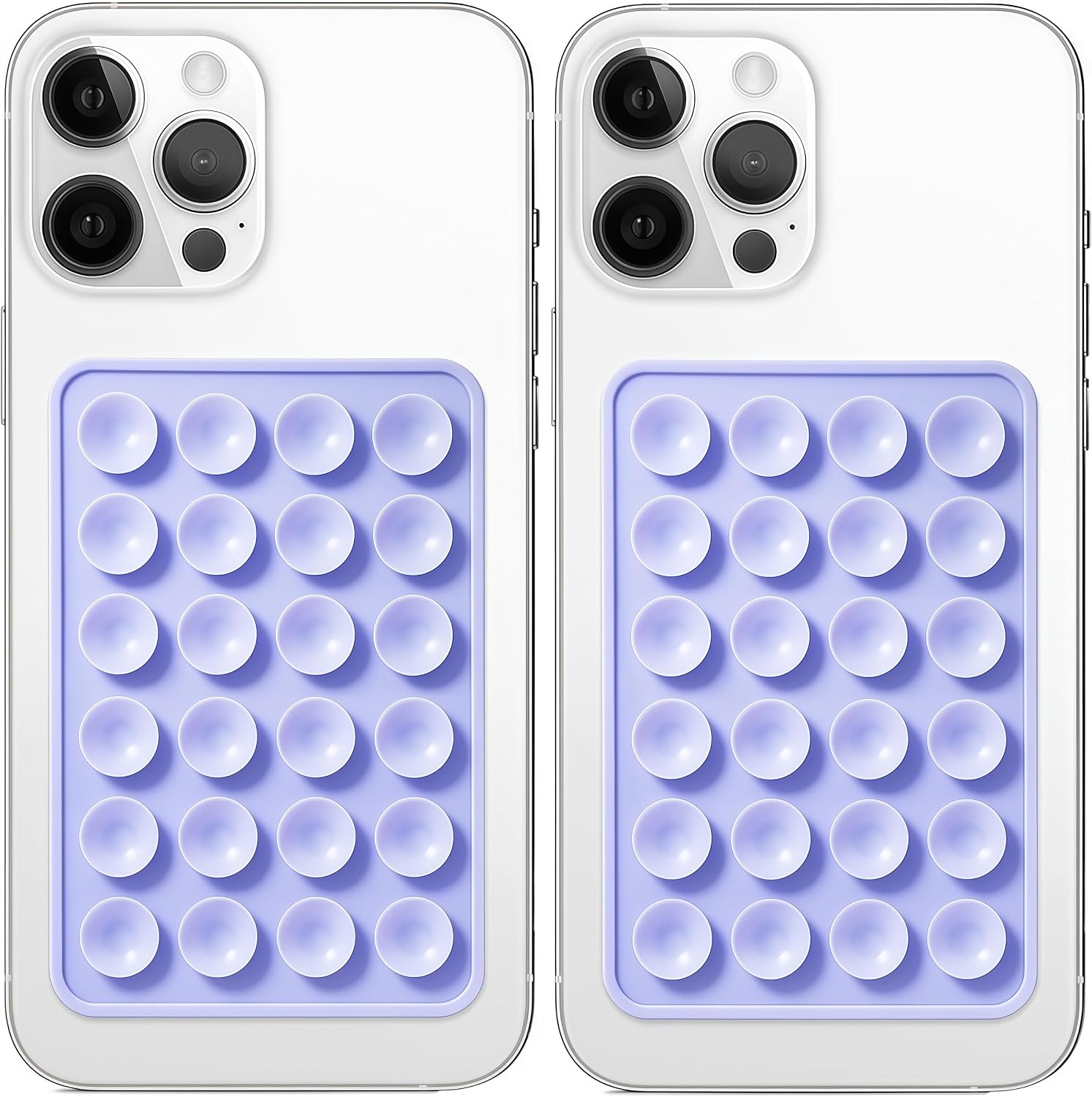 Anteel 2 Pack Silicone Suction Phone Case Mount, Non Slip Sticky Grip for Cellphone, Silicon Adhesive Suction Cup Mount, Strong Grip Holder for Selfies and Videos (Lavender)