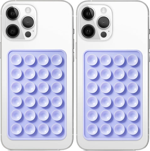 Anteel 2 Pack Silicone Suction Phone Case Mount, Non Slip Sticky Grip for Cellphone, Silicon Adhesive Suction Cup Mount, Strong Grip Holder for Selfies and Videos (Lavender)