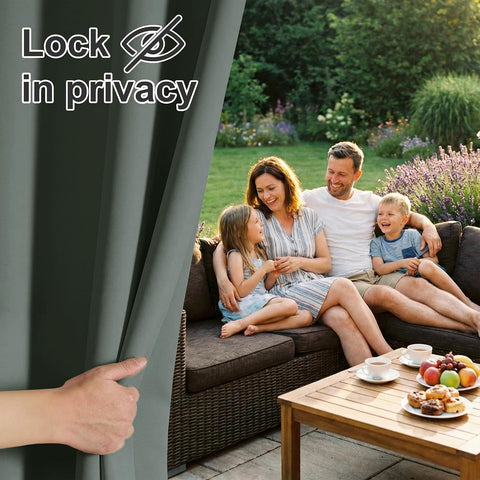 RYB HOME Outdoor Curtains for Patio Waterproof Block Sunlight Thermal Insulated Privacy Assured Thick Outside Curtains for Pergola, Deck, Gazebo, W52 x L90, Dark Green, 1 Panel