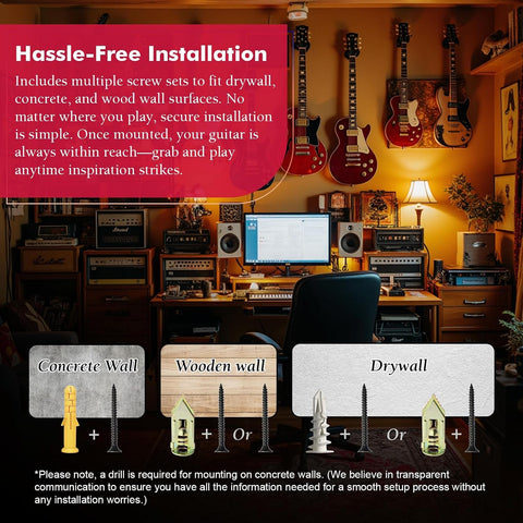 Guitar Wall Hanger 2 Pack U-Shaped White Mount